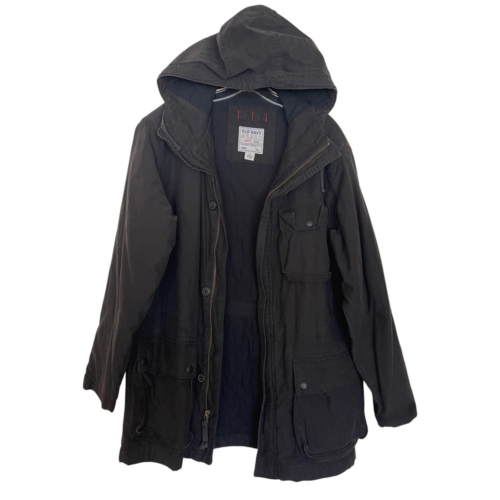 Vintage Y2K Utility Workwear Jacket Heavy Duty Coat Women's Fully Lined Black .